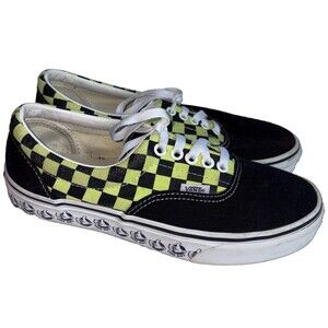 Vans Men's 7 Women's 8.5 Era BMX Checkerboard Black Lime Green Sneakers Glow ITD